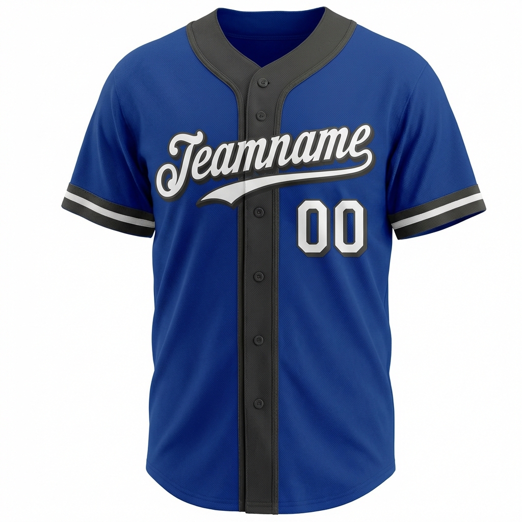 Custom Royal Blue & White/Black Baseball Jersey