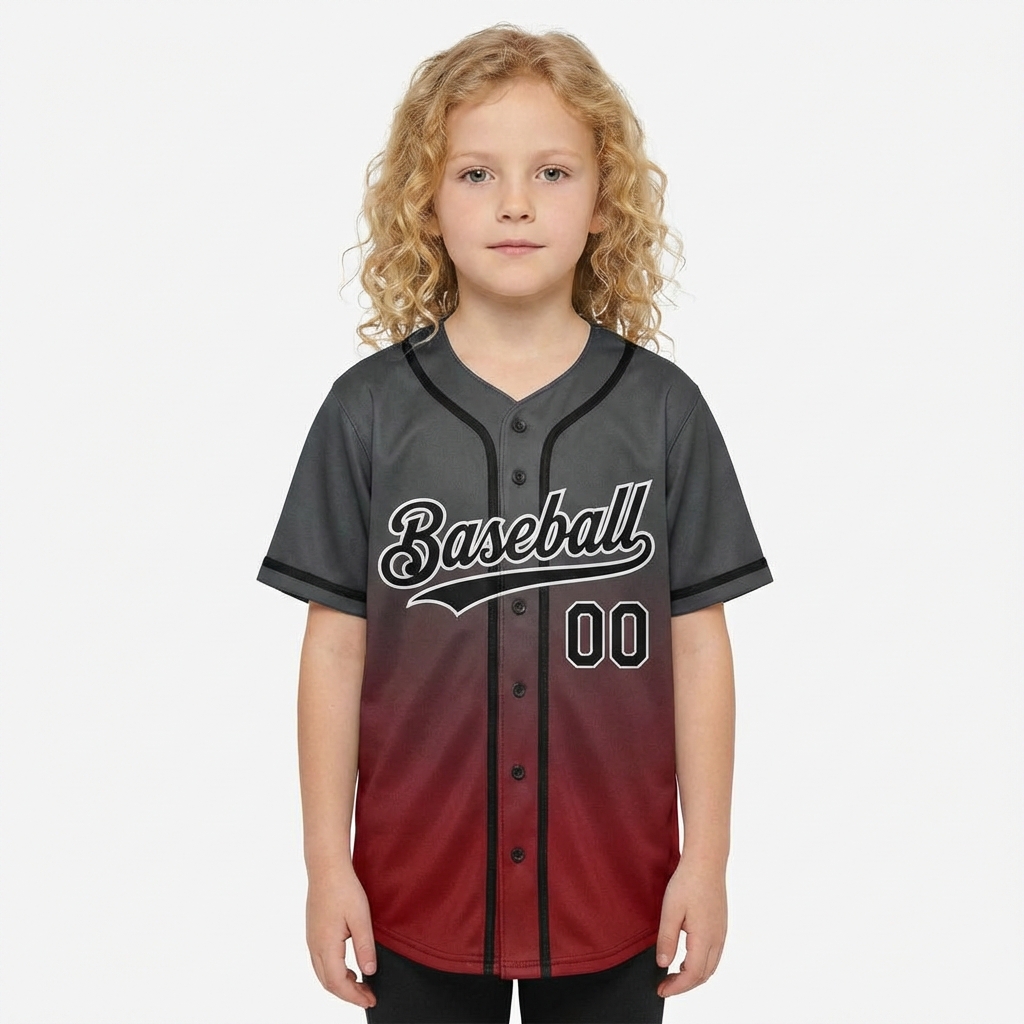 Custom Dark Grey & Black/White Gradient Baseball Jersey