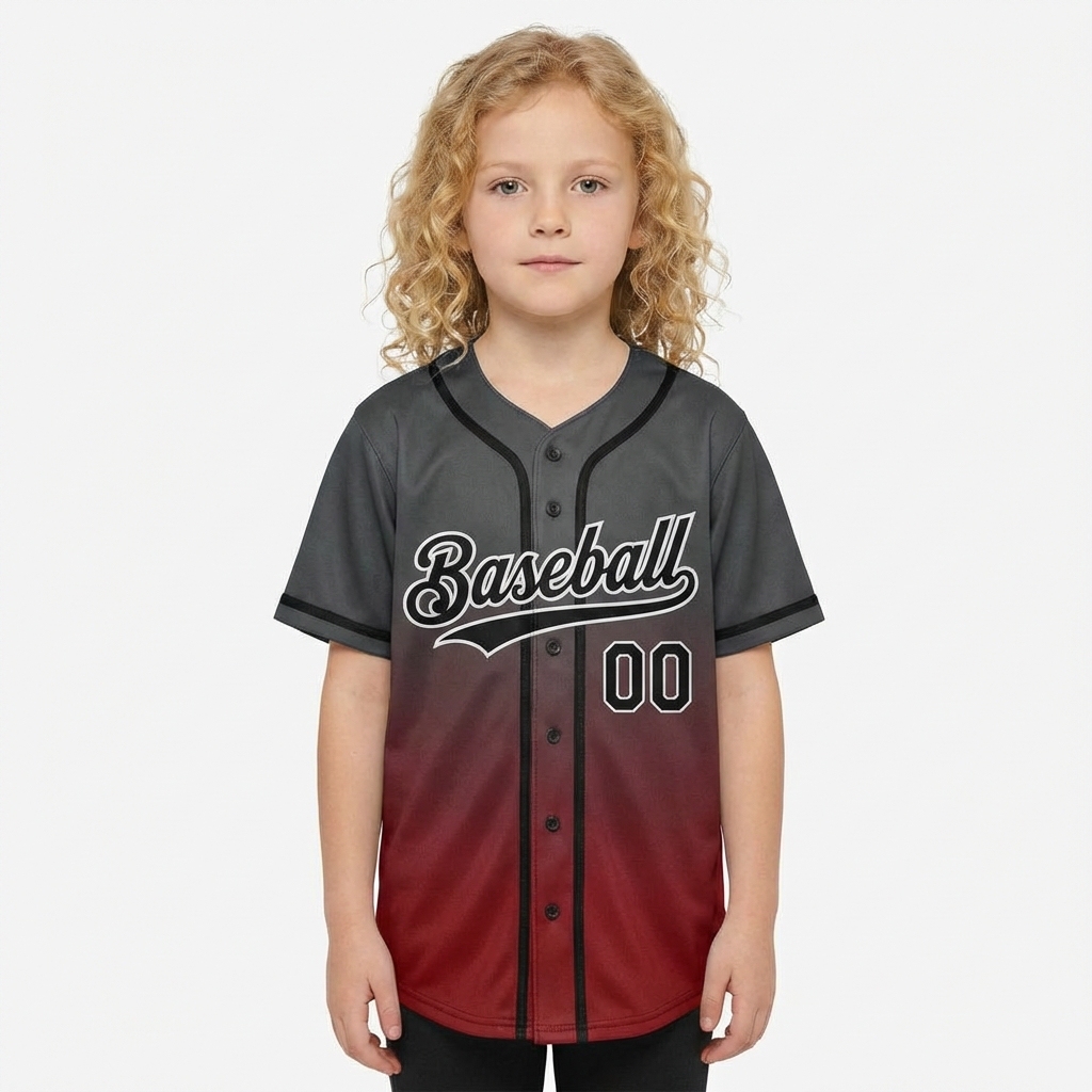 Custom Dark Grey & Black/White Gradient Baseball Jersey