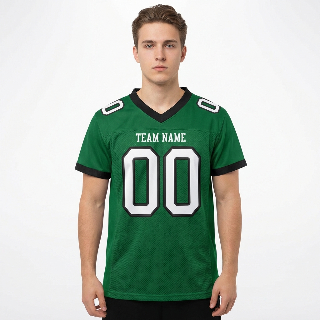 Custom Kelly Green & White/Black Football Jersey
