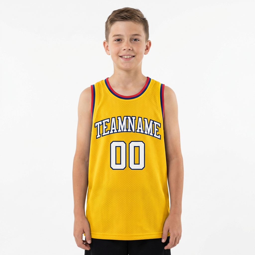 Custom Yellow & White/Royal Basketball City Edition Jersey