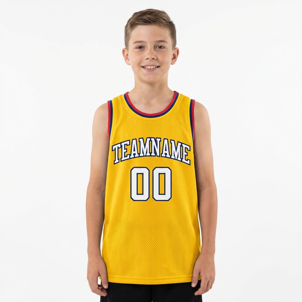 Custom Yellow & White/Royal Basketball City Edition Jersey