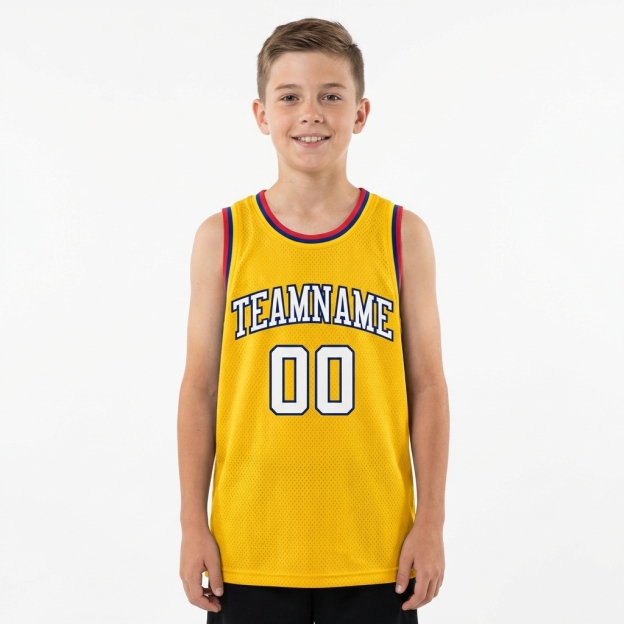 Custom Yellow & White/Royal Basketball City Edition Jersey