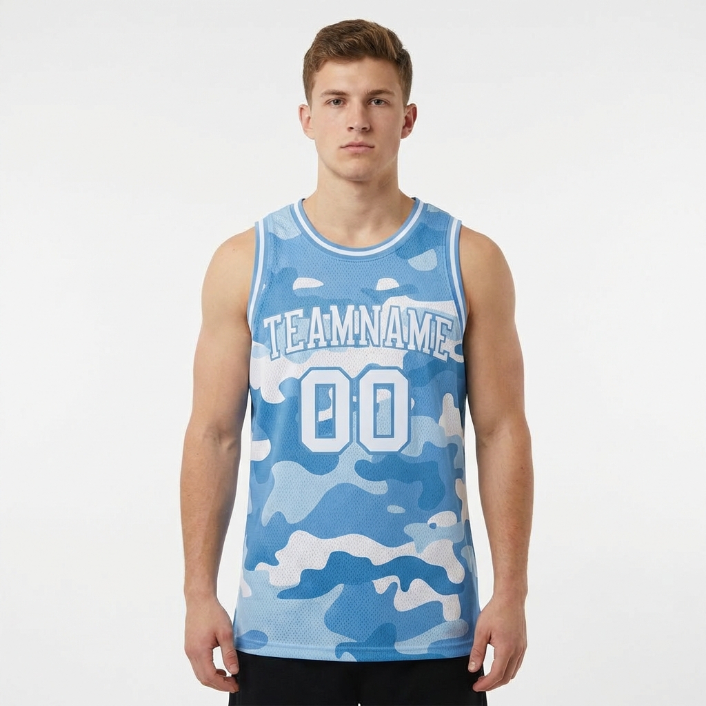 Custom Camo White & Light Blue Salute To Service Basketball City Edition Jersey