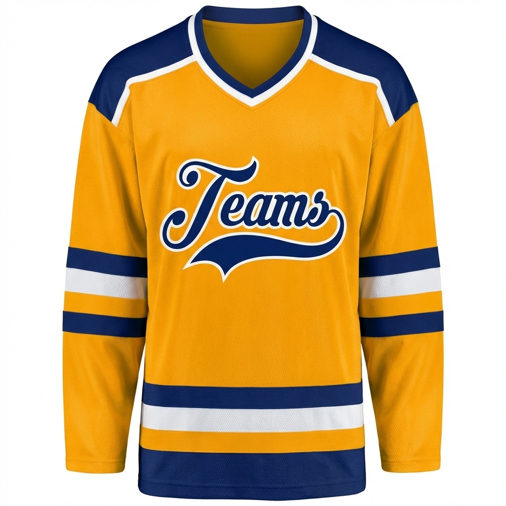 Custom Yellow & Navy/White Hockey Jersey