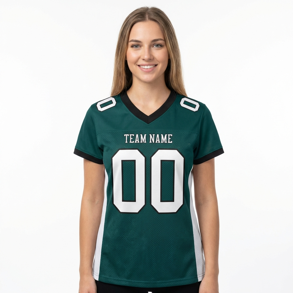 Custom Midnight Green & White/Black Football Jersey