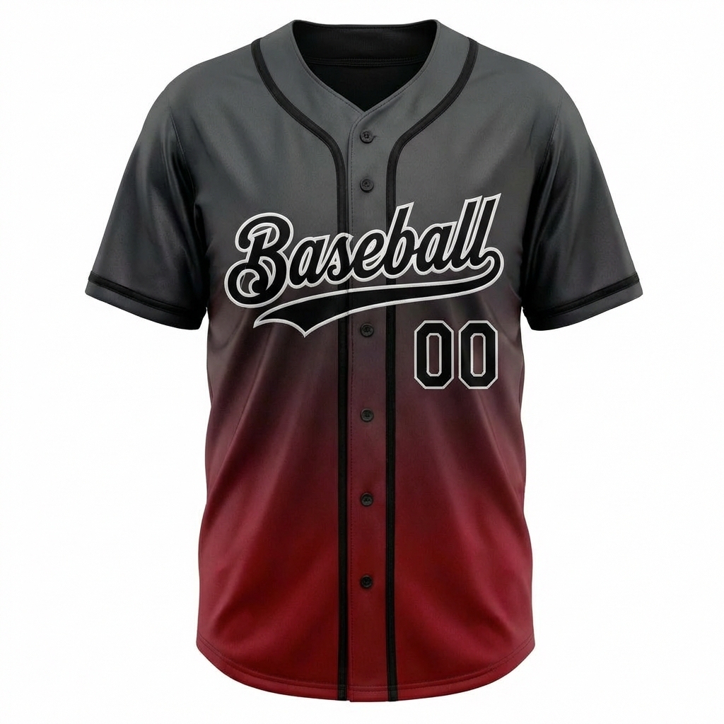 Custom Dark Grey & Black/White Gradient Baseball Jersey