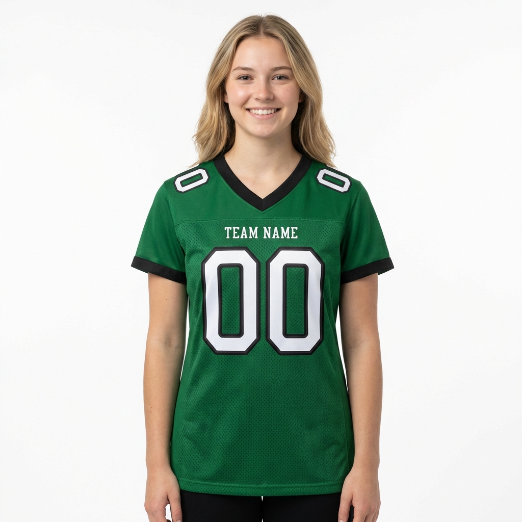 Custom Kelly Green & White/Black Football Jersey