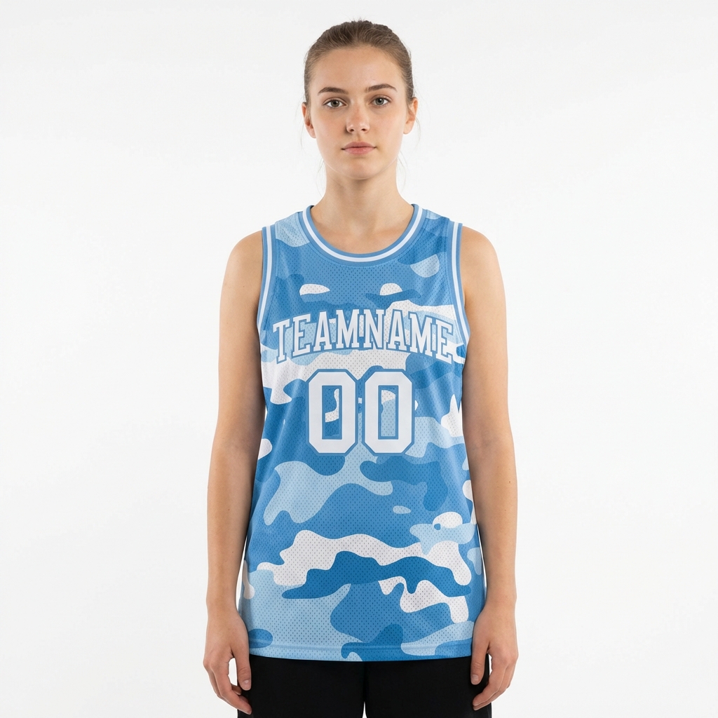 Custom Camo White & Light Blue Salute To Service Basketball City Edition Jersey
