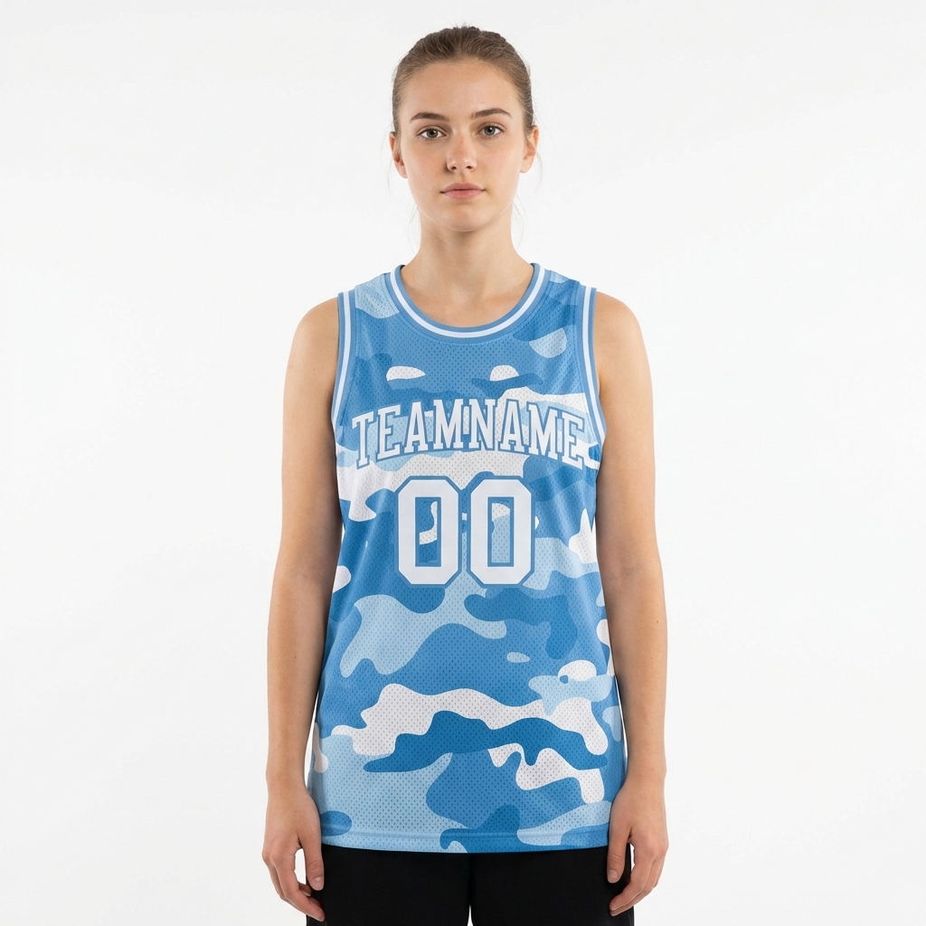 Custom Camo White & Light Blue Salute To Service Basketball City Edition Jersey
