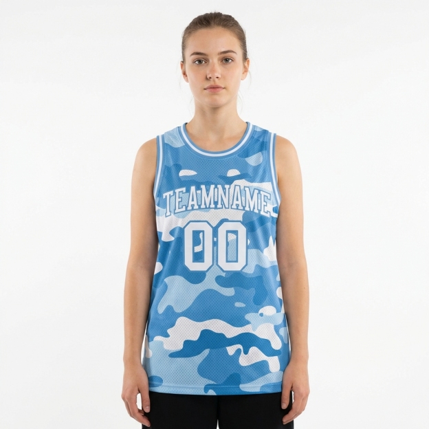 Custom Camo White & Light Blue Salute To Service Basketball City Edition Jersey