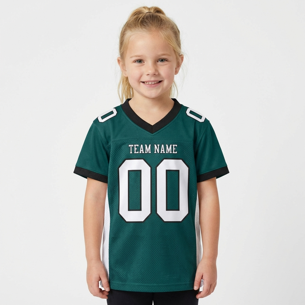 Custom Midnight Green & White/Black Football Jersey