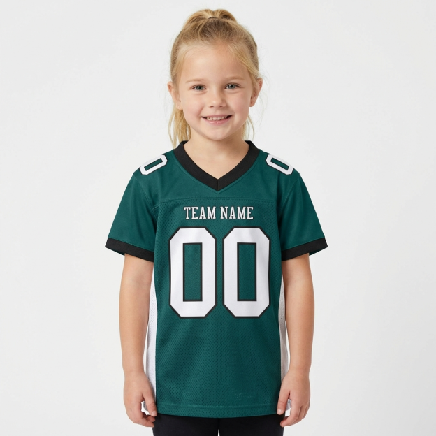 Custom Midnight Green & White/Black Football Jersey