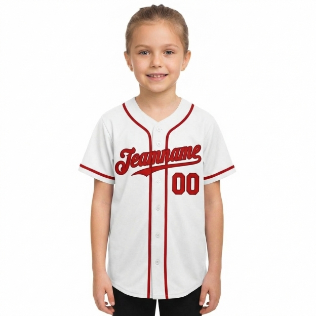 Custom White & Red Baseball Jersey