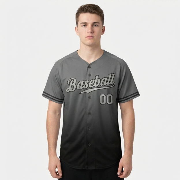 Custom Grey & Sliver/Black Gradient Baseball Jersey