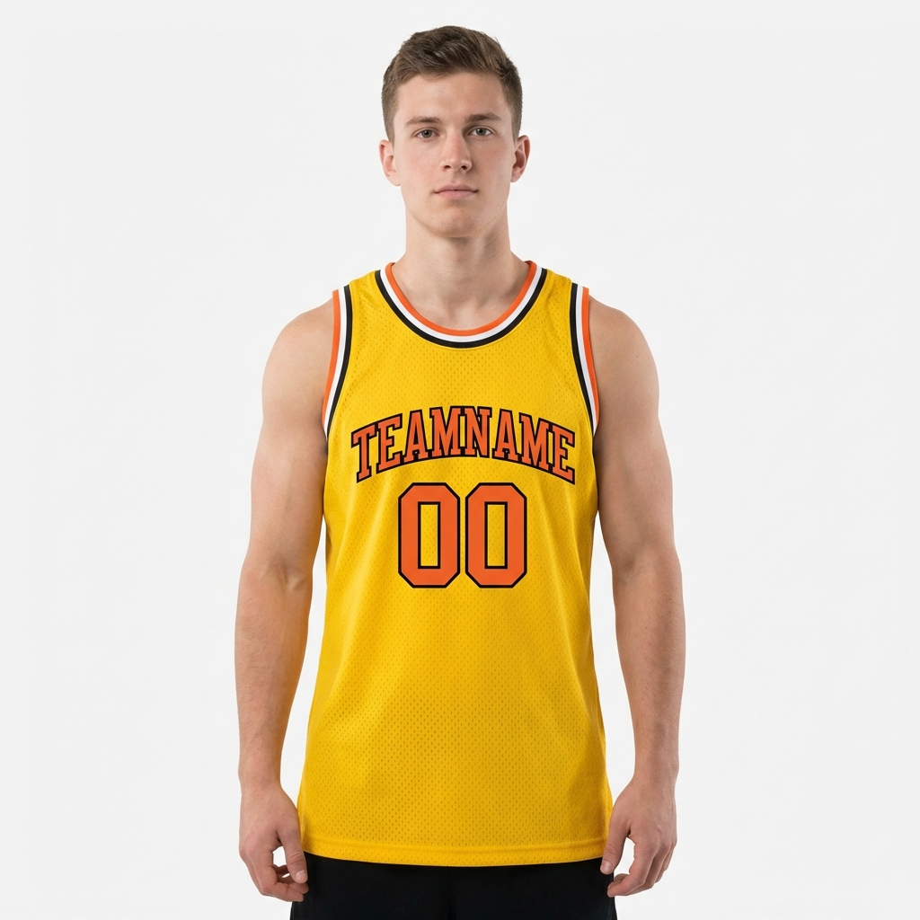 Custom Yellow & Orange/Black Basketball City Edition Jersey