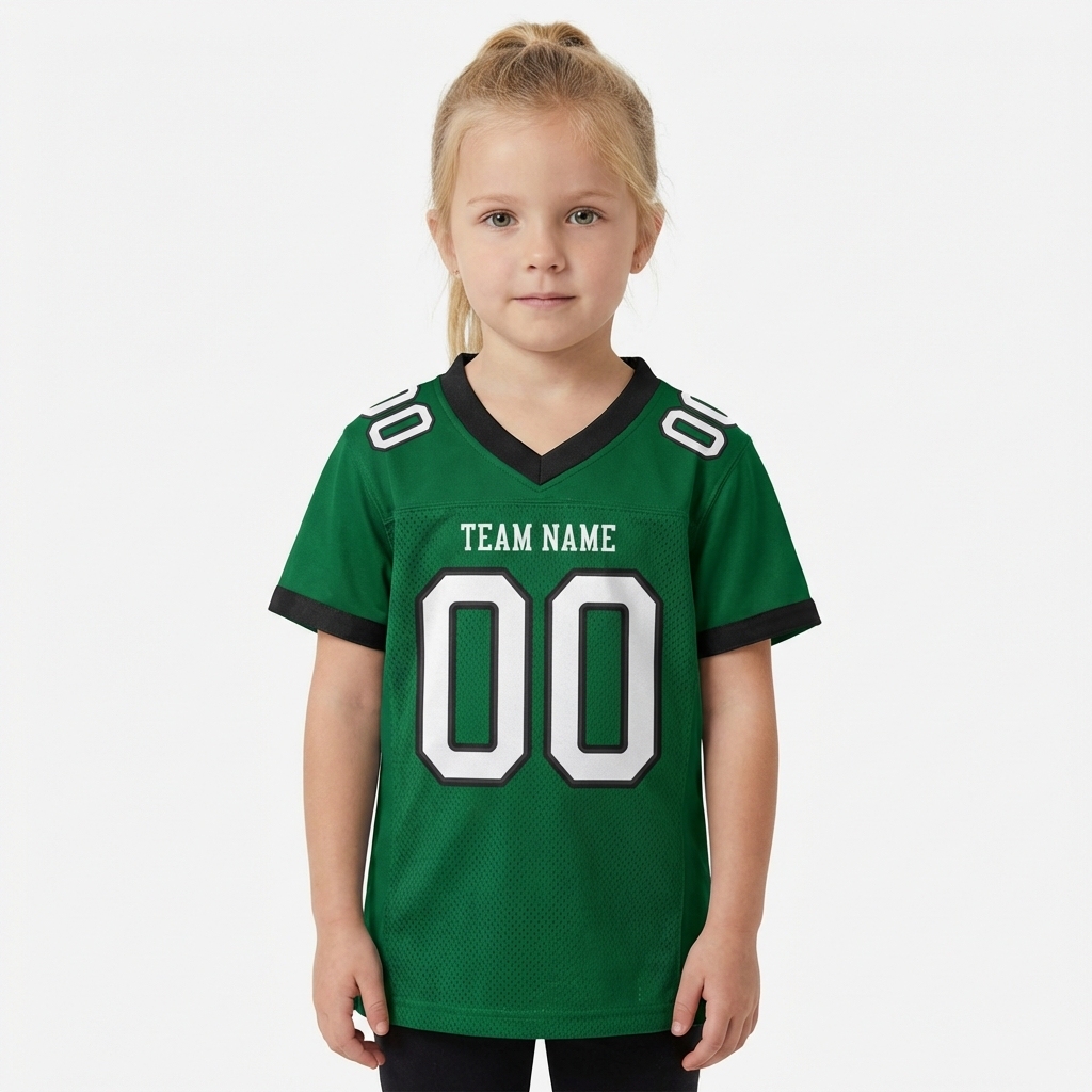 Custom Kelly Green & White/Black Football Jersey