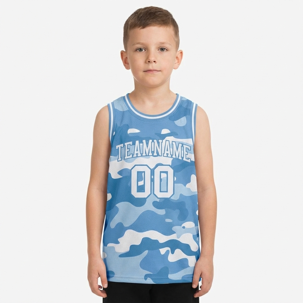 Custom Camo White & Light Blue Salute To Service Basketball City Edition Jersey