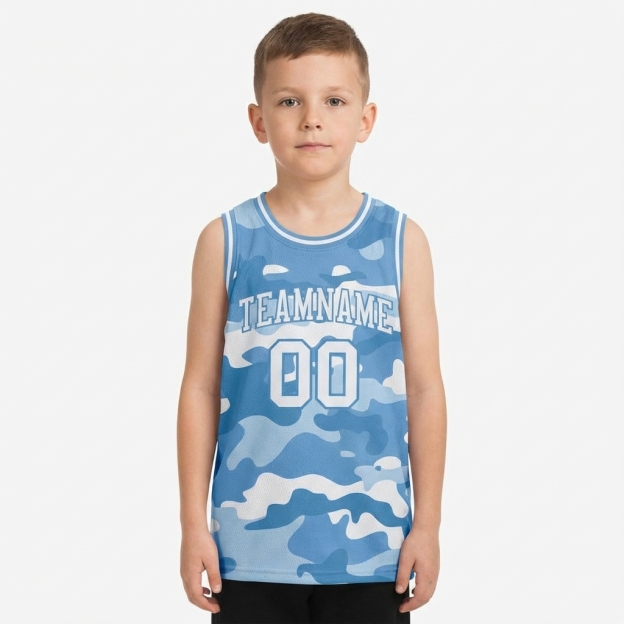 Custom Camo White & Light Blue Salute To Service Basketball City Edition Jersey