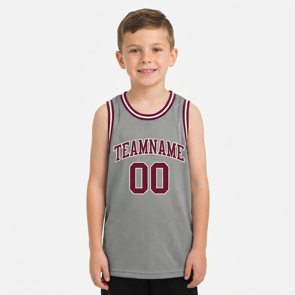 Custom Grey & Burgundy/White Basketball City Edition Jersey
