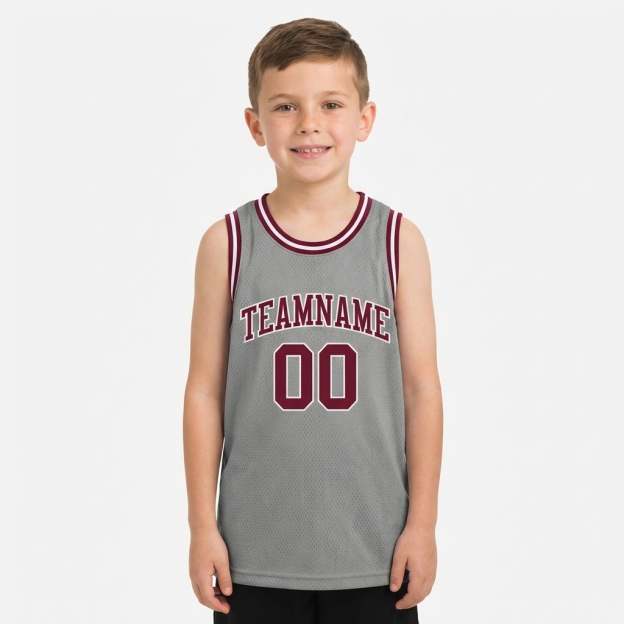 Custom Grey & Burgundy/White Basketball City Edition Jersey