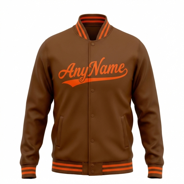 Custom Brown & Orange Full-Snap Fleece Jacket