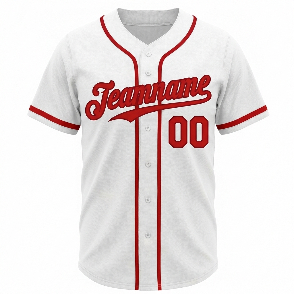 Custom White & Red Baseball Jersey