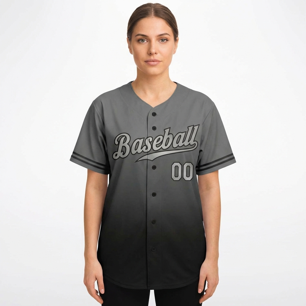 Custom Grey & Sliver/Black Gradient Baseball Jersey