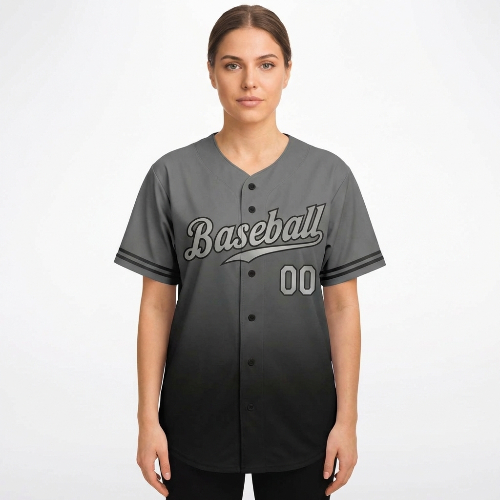 Custom Grey & Sliver/Black Gradient Baseball Jersey