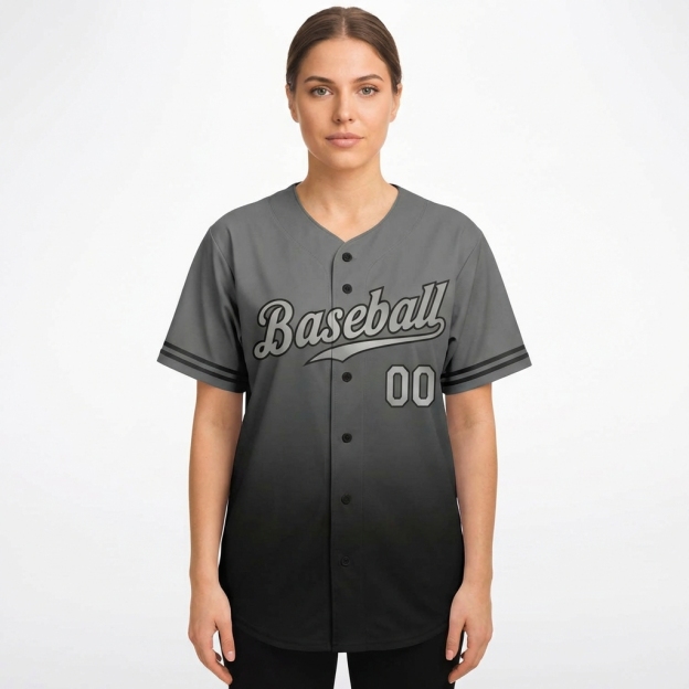 Custom Grey & Sliver/Black Gradient Baseball Jersey