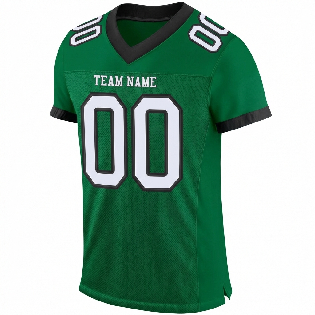 Custom Kelly Green & White/Black Football Jersey