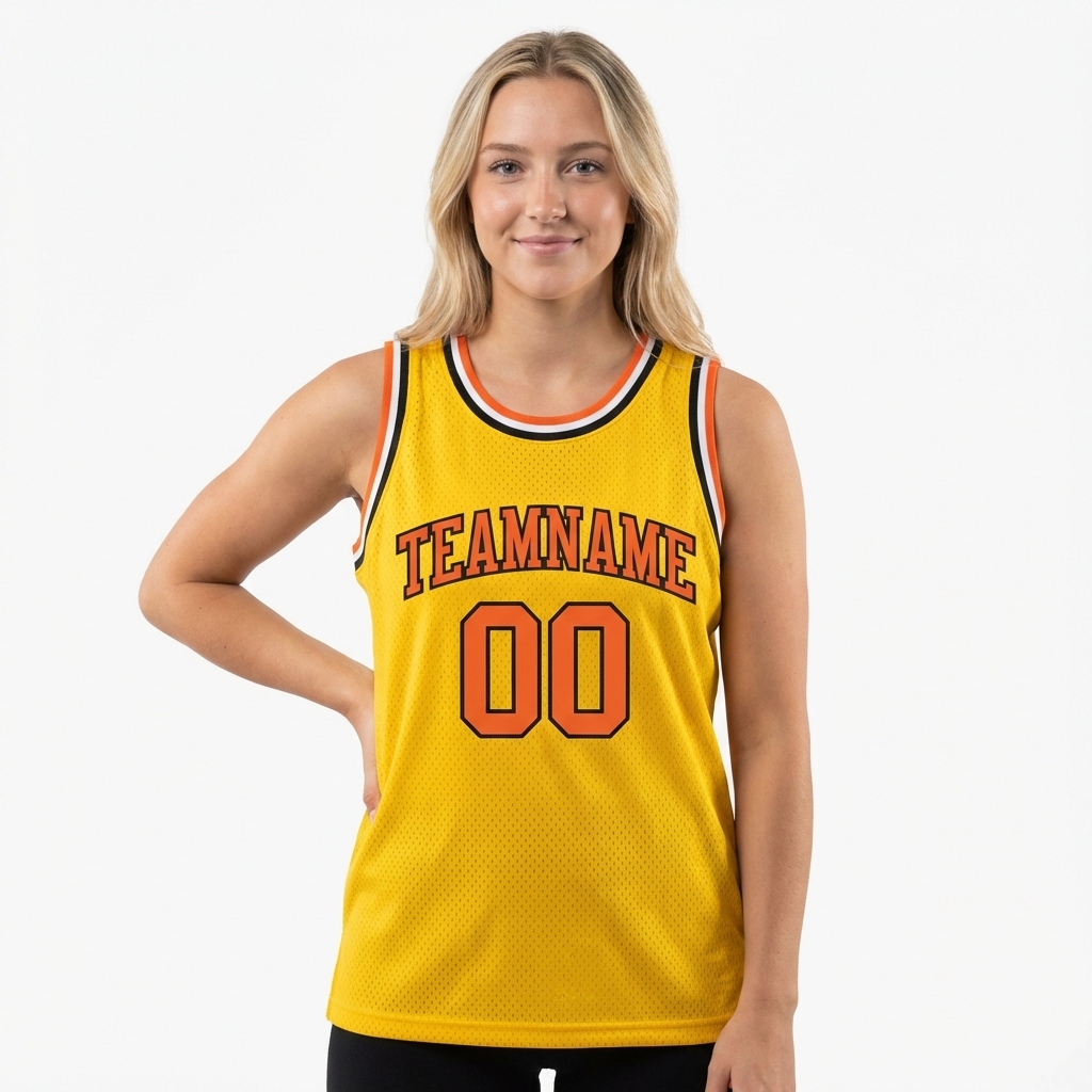 Custom Yellow & Orange/Black Basketball City Edition Jersey