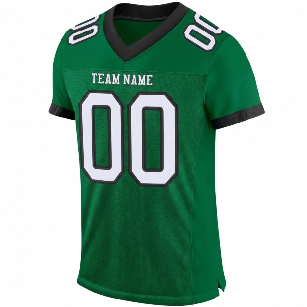 Custom Kelly Green & White/Black Football Jersey