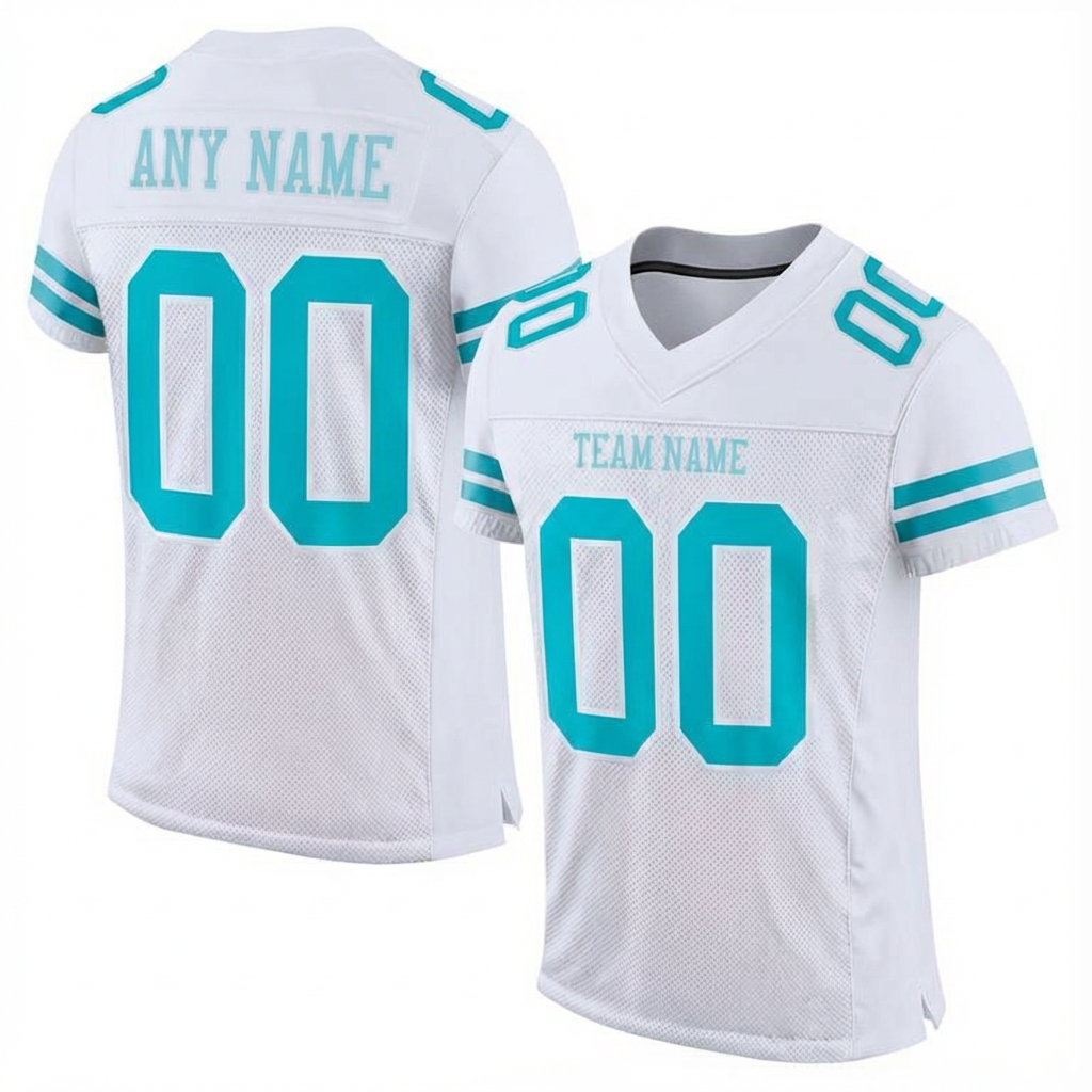 Custom White & Aqua Football Jersey