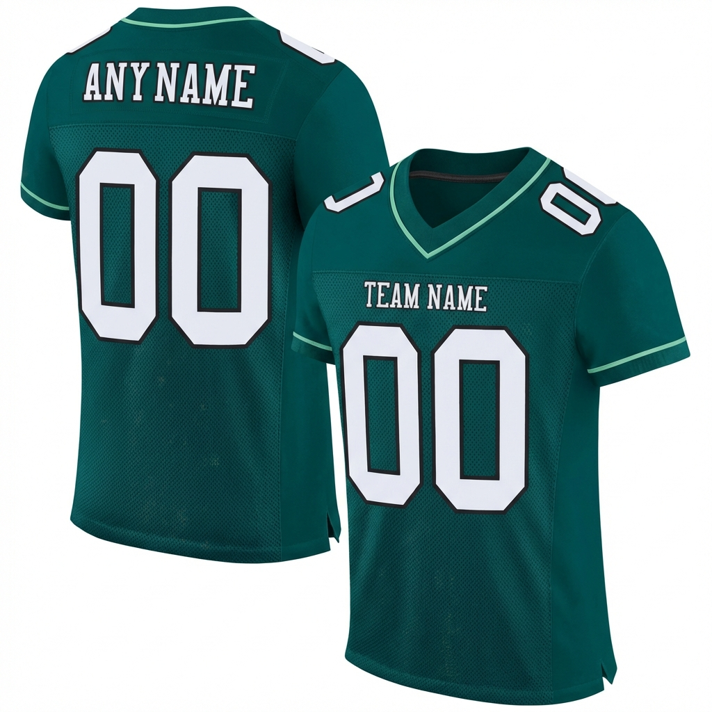 Custom Midnight Green & White/Black Football Jersey
