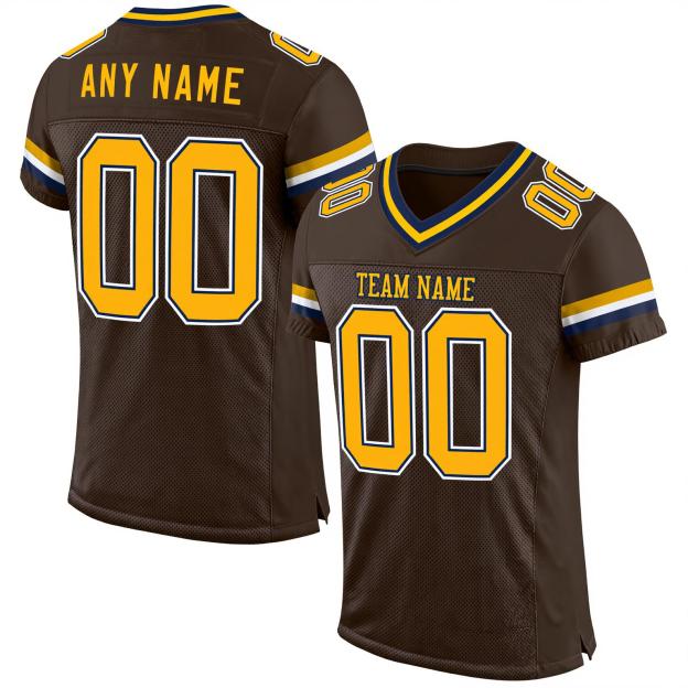 Custom Brown & Yellow/White Football Jersey