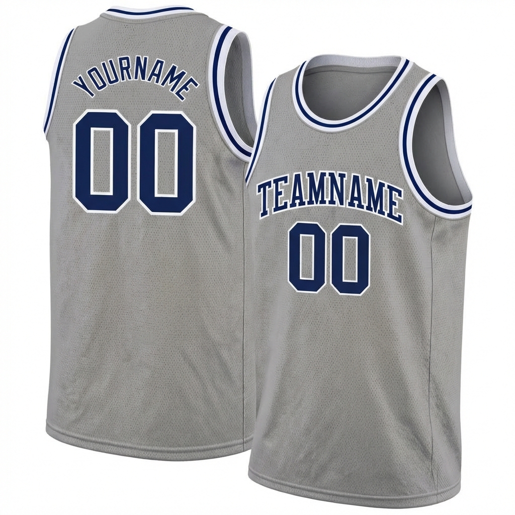 Custom Grey & Navy/White Basketball City Edition Jersey