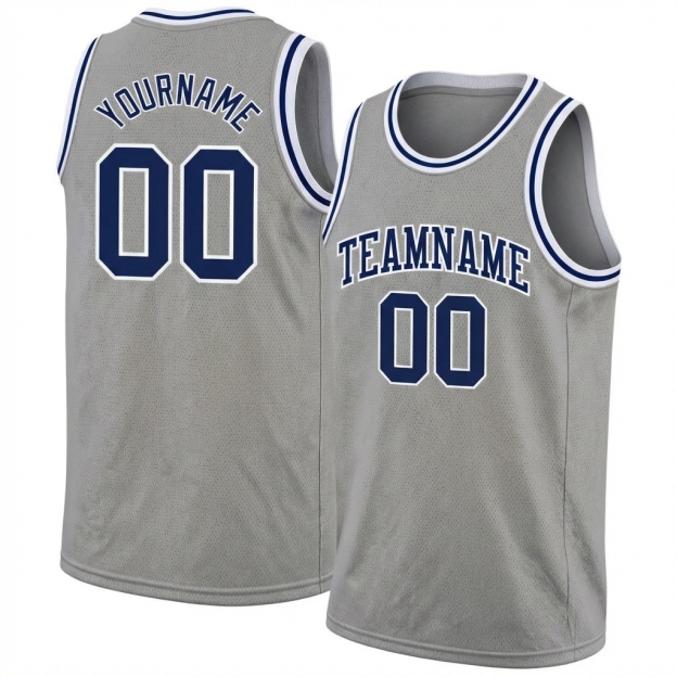 Custom Grey & Navy/White Basketball City Edition Jersey