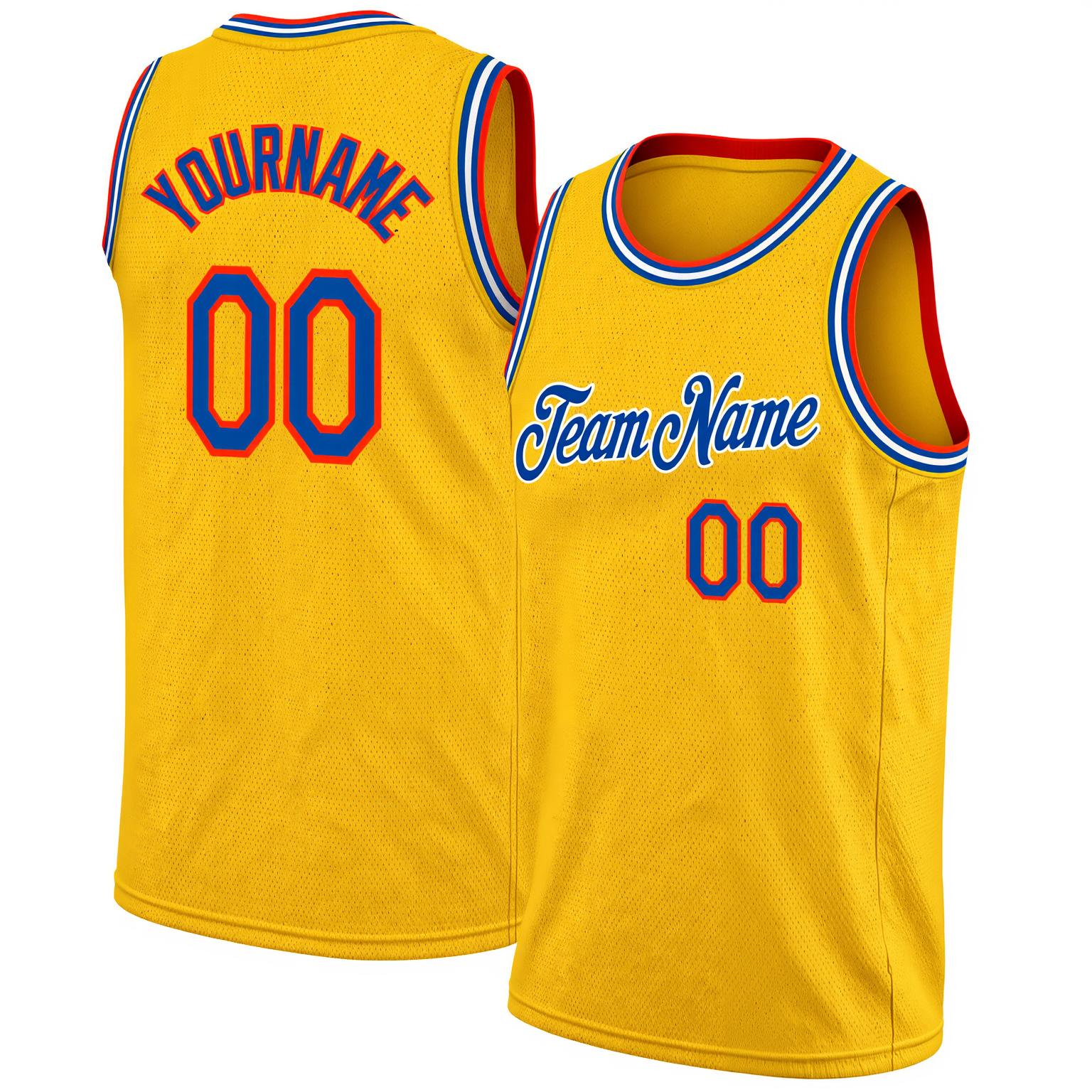 Custom Yellow & Royal/Red Basketball City Edition Jersey