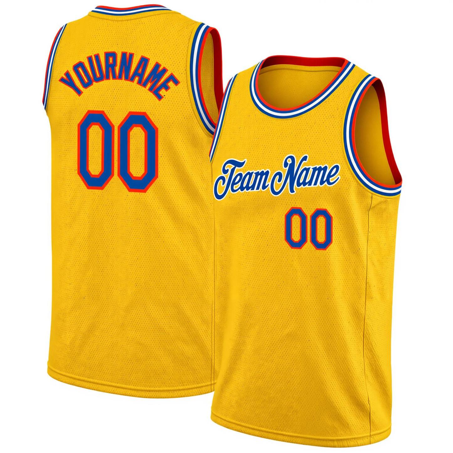 Custom Yellow & Royal/Red Basketball City Edition Jersey