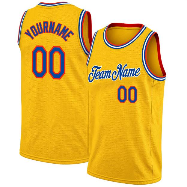 Custom Yellow & Royal/Red Basketball City Edition Jersey