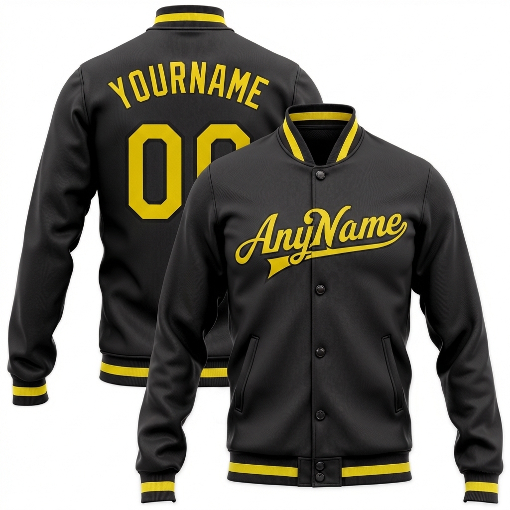 Custom Black & Yellow Full-Snap Fleece Jacket