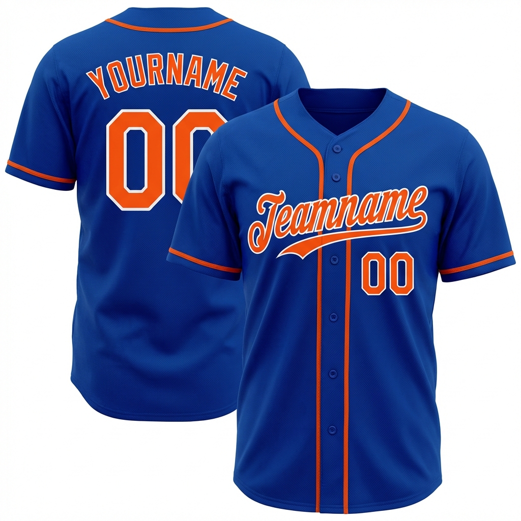 Custom Royal Blue & Orange/White Baseball Jersey