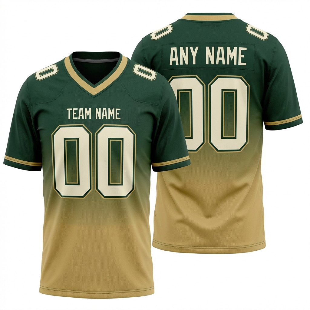 Custom Dark Green & Khaki/White Fade Fashion Football Jersey