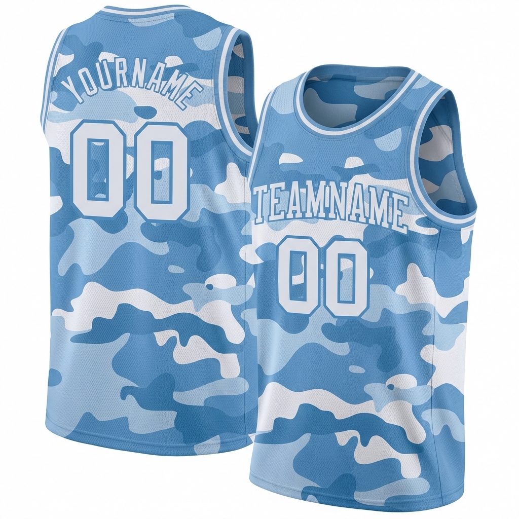 Custom Camo White & Light Blue Salute To Service Basketball City Edition Jersey