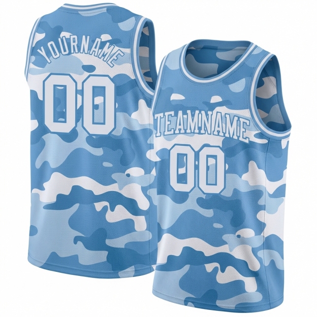 Custom Camo White & Light Blue Salute To Service Basketball City Edition Jersey