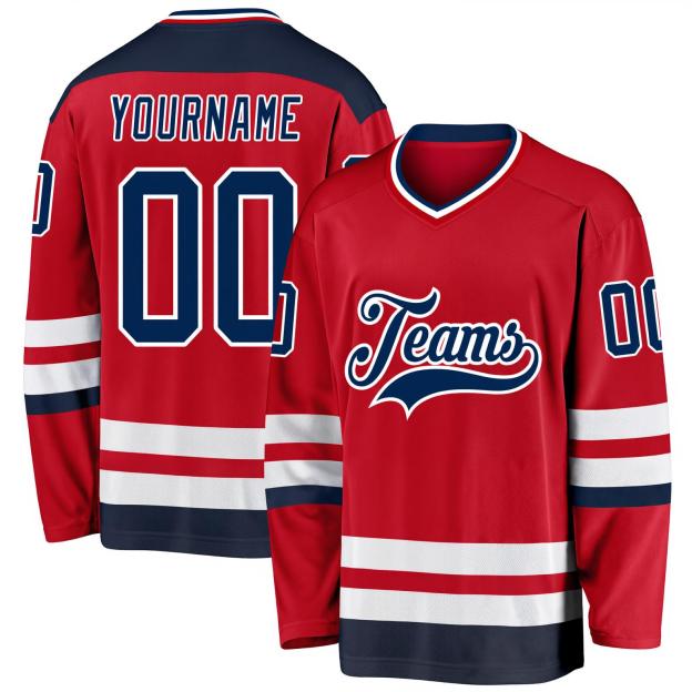 Custom Red & Navy/White Hockey Jersey