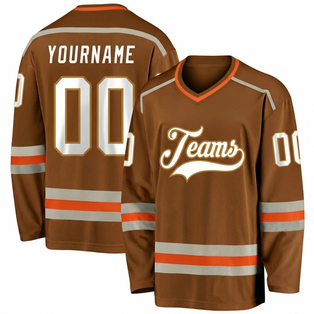 Custom Brown & White Hockey Jersey