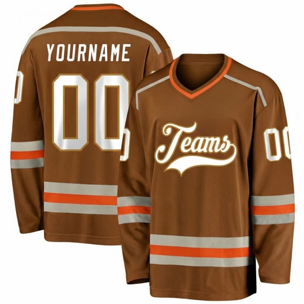 Custom Brown & White Hockey Jersey