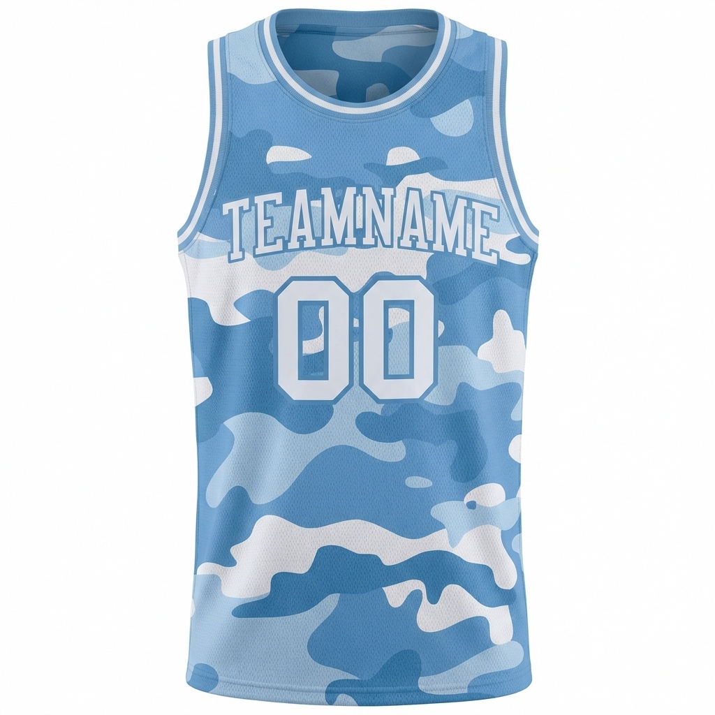 Custom Camo White & Light Blue Salute To Service Basketball City Edition Jersey